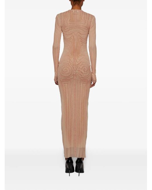 Jean Paul Gaultier スパイラルプリント マキシドレス Natural