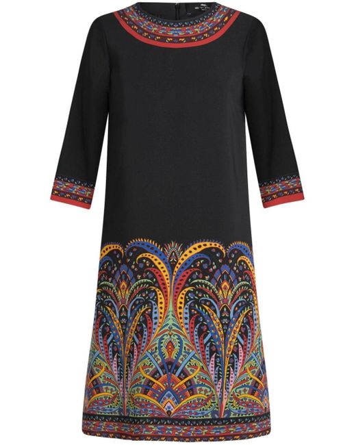 Etro Black Kleid mit Paisley-Print