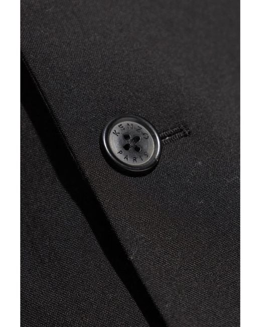 KENZO Black Elegant Virgin Wool Logo Jacket