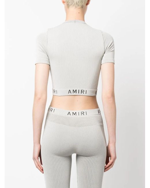 Amiri White Logo-Print Seamless Performance Top