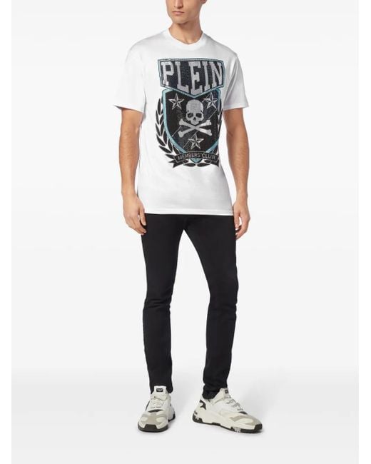 Philipp Plein Gray Patch Skull&Bones T-Shirt for men