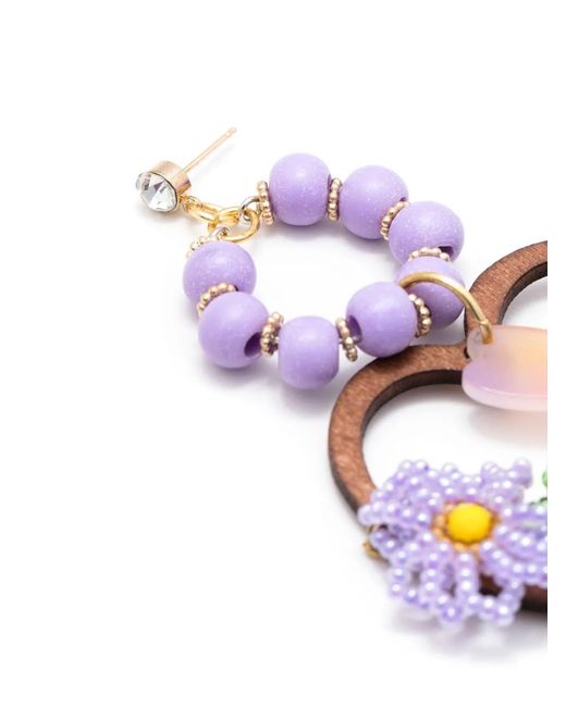 Amir Slama White Heart-Motif Drop Earrings