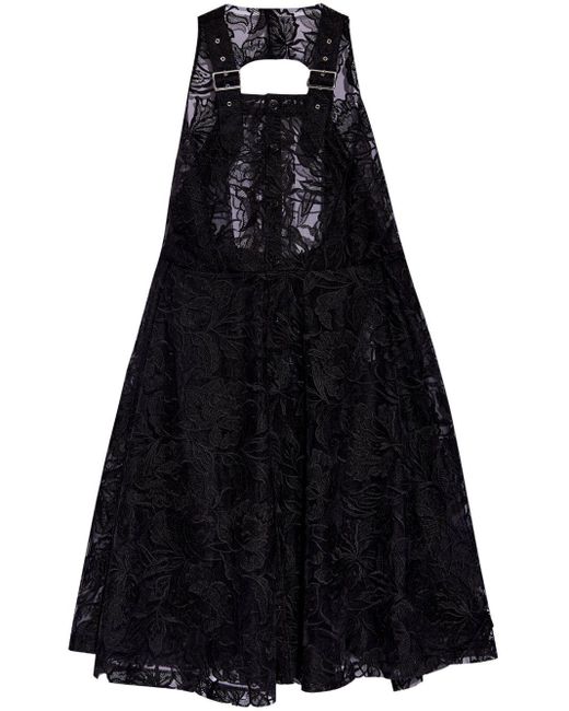 Noir Kei Ninomiya Black Lace Semi-sheer Midi Dress