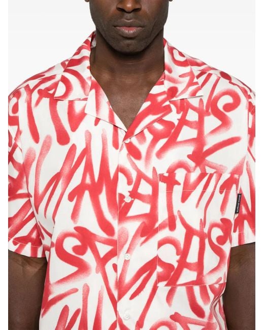 Palm Angels Red Graffiti-Print Shirt for men