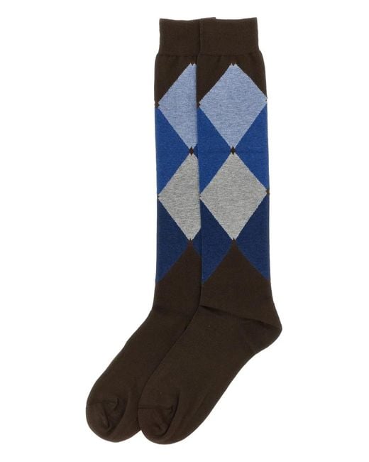 Ballantyne Blue Diamond-Pattern Socks for men