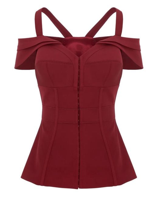 Murmur Red Candy Off-Shoulder Corset Top