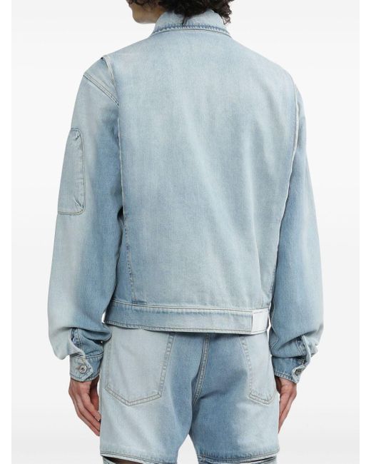 Random Identities Blue Zip-up Denim Jacket for men