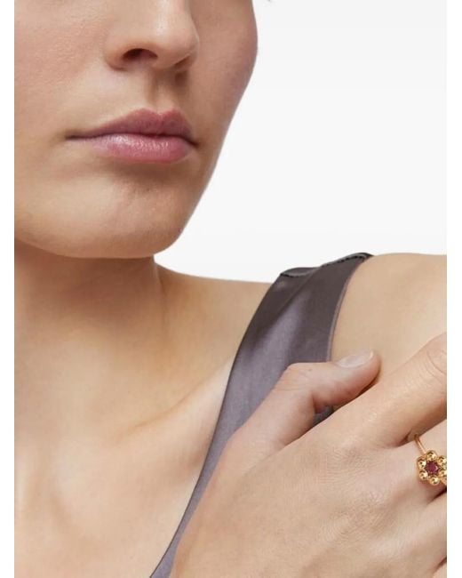 Anillo con motivo floral y cuentas Tous de color Metallic
