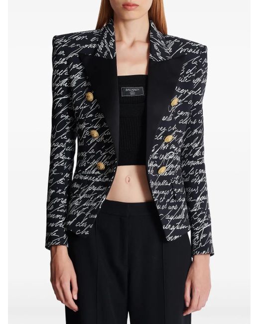 Balmain Black Love Letter Tailored Jacket