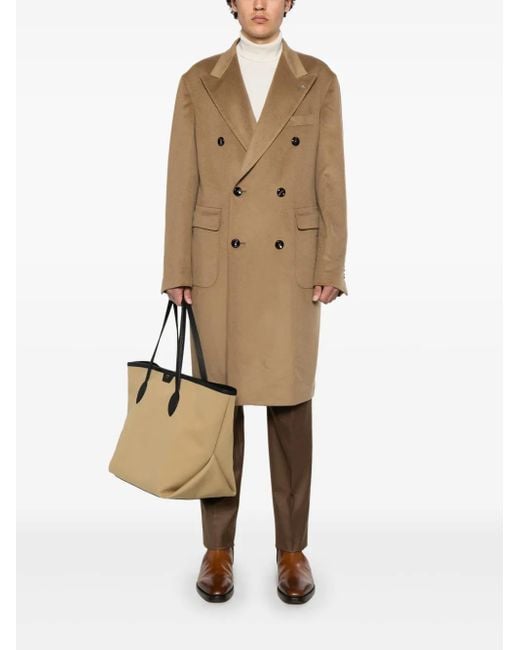 Tagliatore Natural Double-Breasted Wool Coat for men