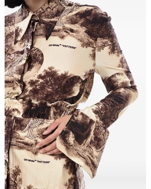 Off-White c/o Virgil Abloh Natural Curtain Pattern-Print Shirt