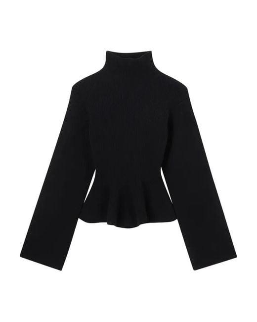 Rohe Black Ribbed High-Neck Sweater