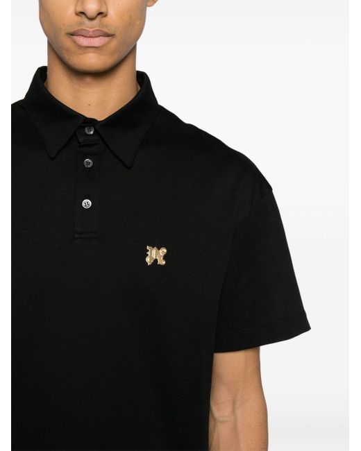 Palm Angels Poloshirt Met Monogram-applicatie in het Black voor heren