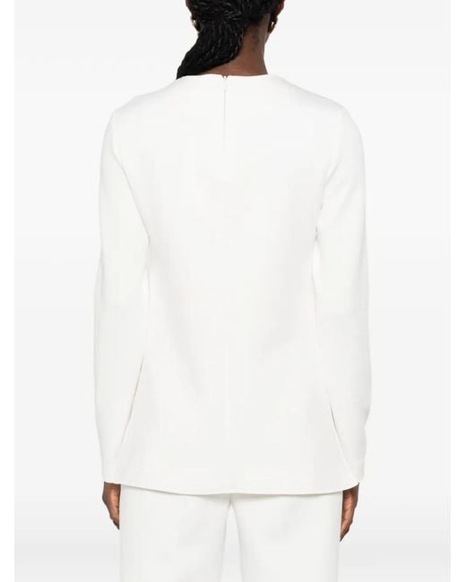 Max Mara White Fuxia Long-Sleeve Top