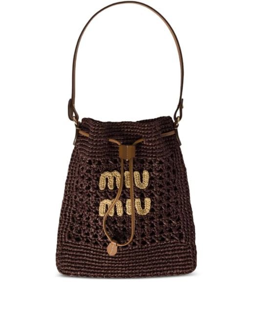 Miu Miu Miumiu Woven Fabric Mini-Bag in Brown | Lyst