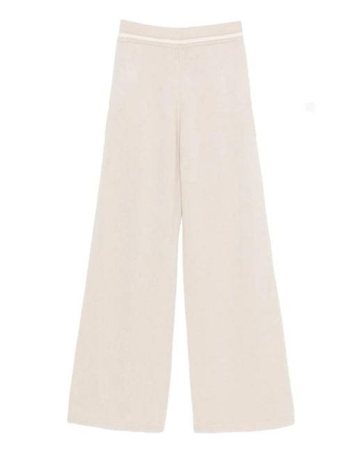 Eleventy White Ribbed Drawstring Trousers