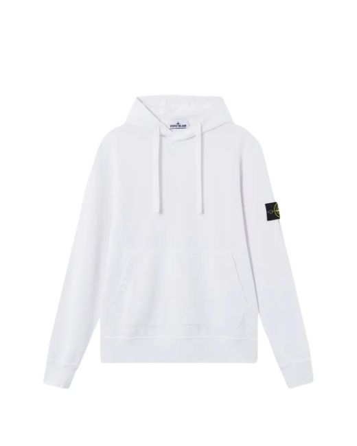 Stone Island White Logo-Patch Hoodie for men