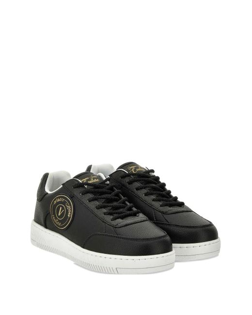 Versace Jeans Couture Black Logo-Patch Sneakers
