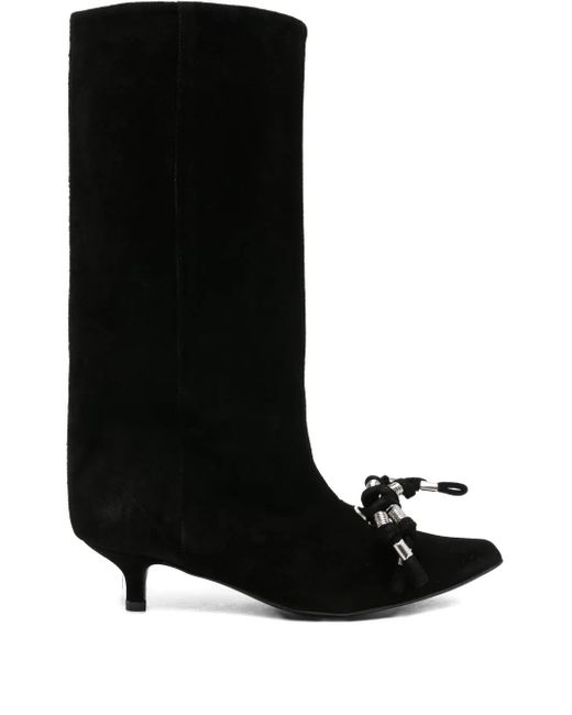 Toga Black 45Mm Knotted-Tassel Suede Boots