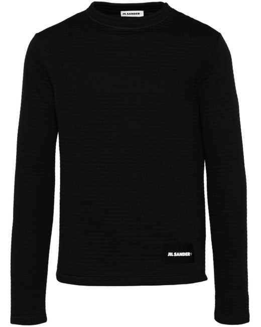 Jil Sander Black Texture Long-Sleeves T-Shirt for men