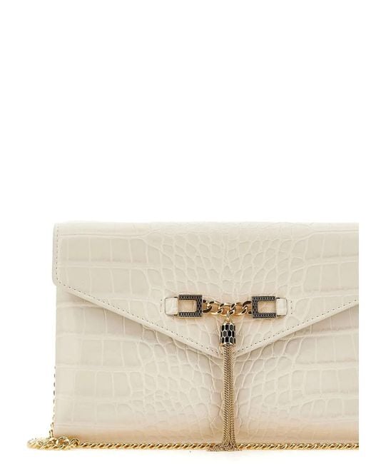 Bolso de mano con relieve de piel de cocodrilo Elisabetta Franchi de color Natural
