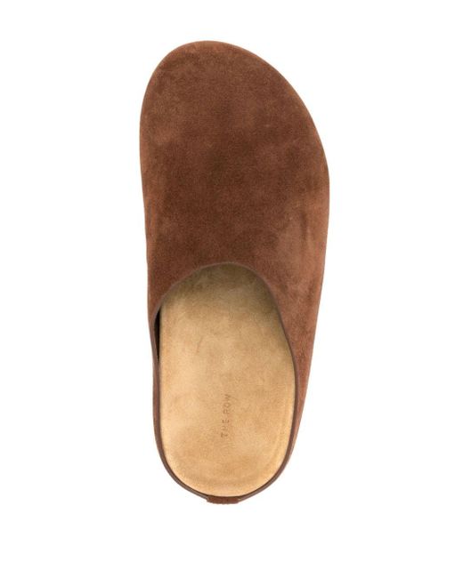 The Row Brown Round-toe Suede Mules