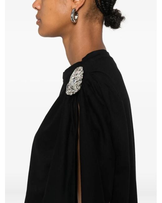 Area Black Embellished Puff-Sleeve Top