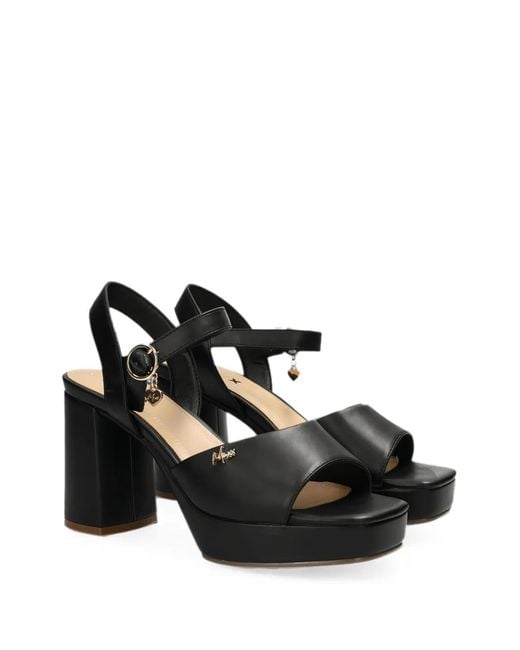 Mexx Black Heart-Charm Platform Sandals