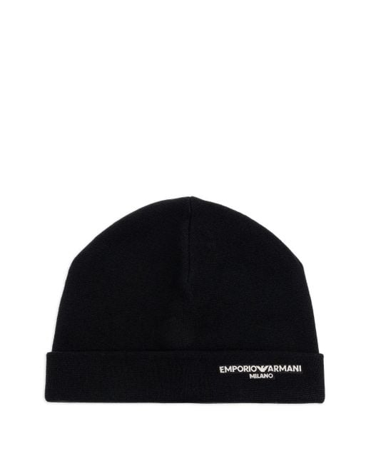 Emporio Armani Beanie mit Logo-Stickerei in Black für Herren