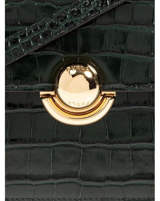 Furla Sfera クロコパターン ショルダーバッグ S Black