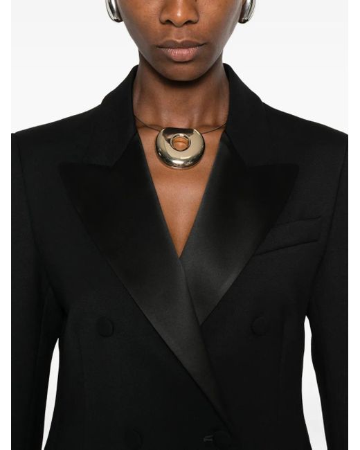 P.A.R.O.S.H. Black Satin-Lapel Double-Breasted Jacket