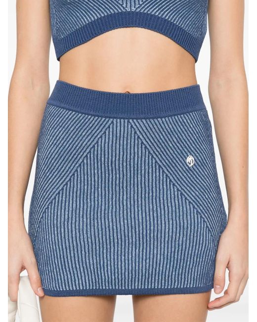 Palm Angels Blue Ribbed-Knit Skirt