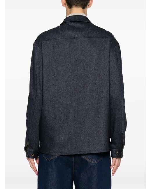 Eleventy Blue Chest-Pocket Shirt Jacket for men