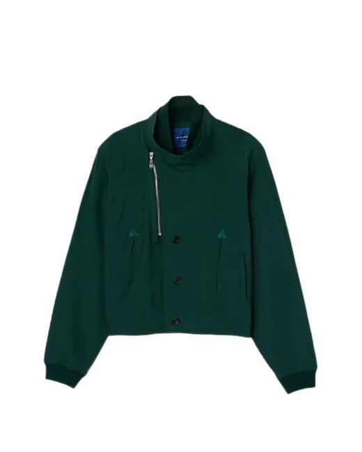 Asics Green Zip Asymmetric Bomber Jacket