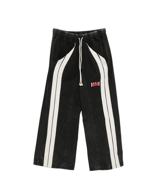 RIVINGTON roi Rebis Black Logo-Patch Side-Stripe Cotton Track Pants for men