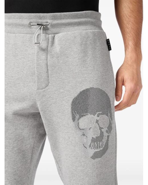 Philipp Plein Gray Skull Track Pants for men