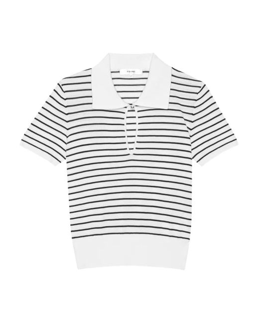 Polo Rayé À Ouverture Goutte D'Eau FRAME en coloris White