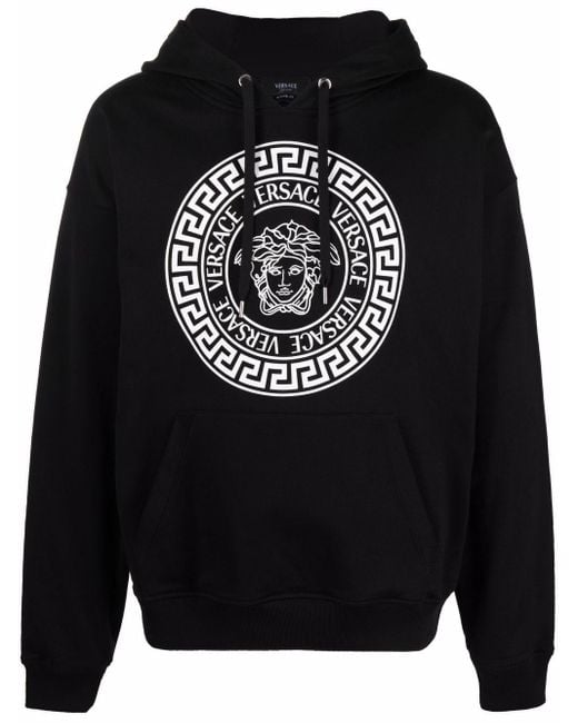 Versace Cotton Medusa Logo-print Relaxed Hoodie in Black for Men - Save ...