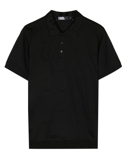Karl Lagerfeld Black K/signature Cotton Polo Shirt for men