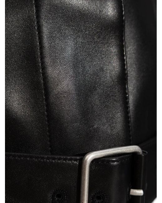 Loewe ベルテッド レザーコート Black