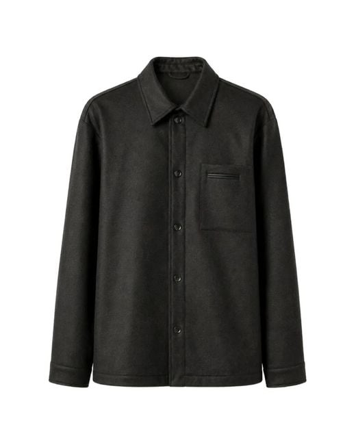 RETORI Black Padded Flannel Overshirt for men