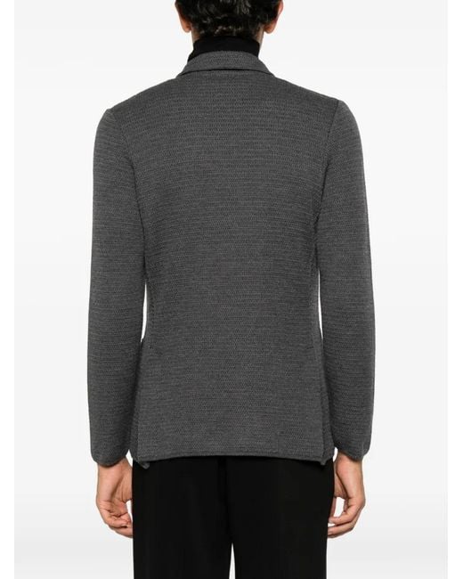 Lardini Gray Double-Breasted Knitted Blazer for men