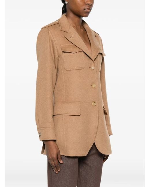 Max Mara Natural Flap-Pocket Button-Fastening Jacket