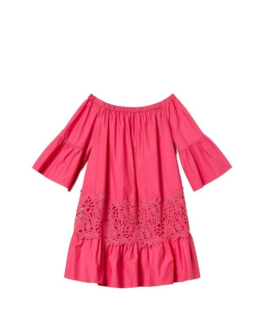 Twinset Pink Ruffled-Hem Mini Dress