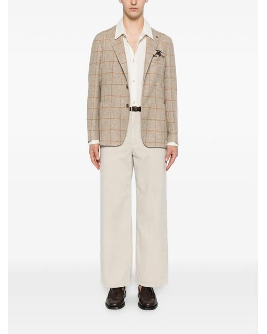 Tagliatore Natural Check-Pattern Notched-Lapel Jacket for men