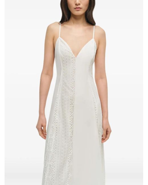 Jonathan Simkhai White Mina Lace-Insert Midi Dress