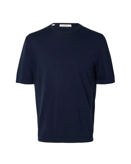 SELECTED Blue Short-Sleeves T-Shirt for men