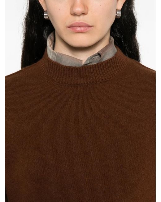 Sofie D'Hoore Brown Round-Neck Wool Sweater