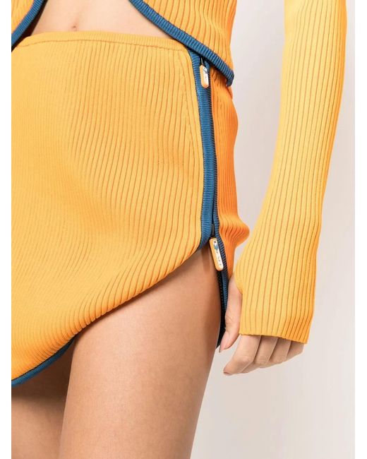 DIESEL Orange Ribbed-Knit Asymmetric Mini Skirt
