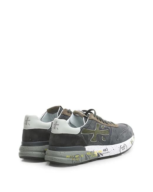 Premiata White Mick Logo-Patch Sneakers for men